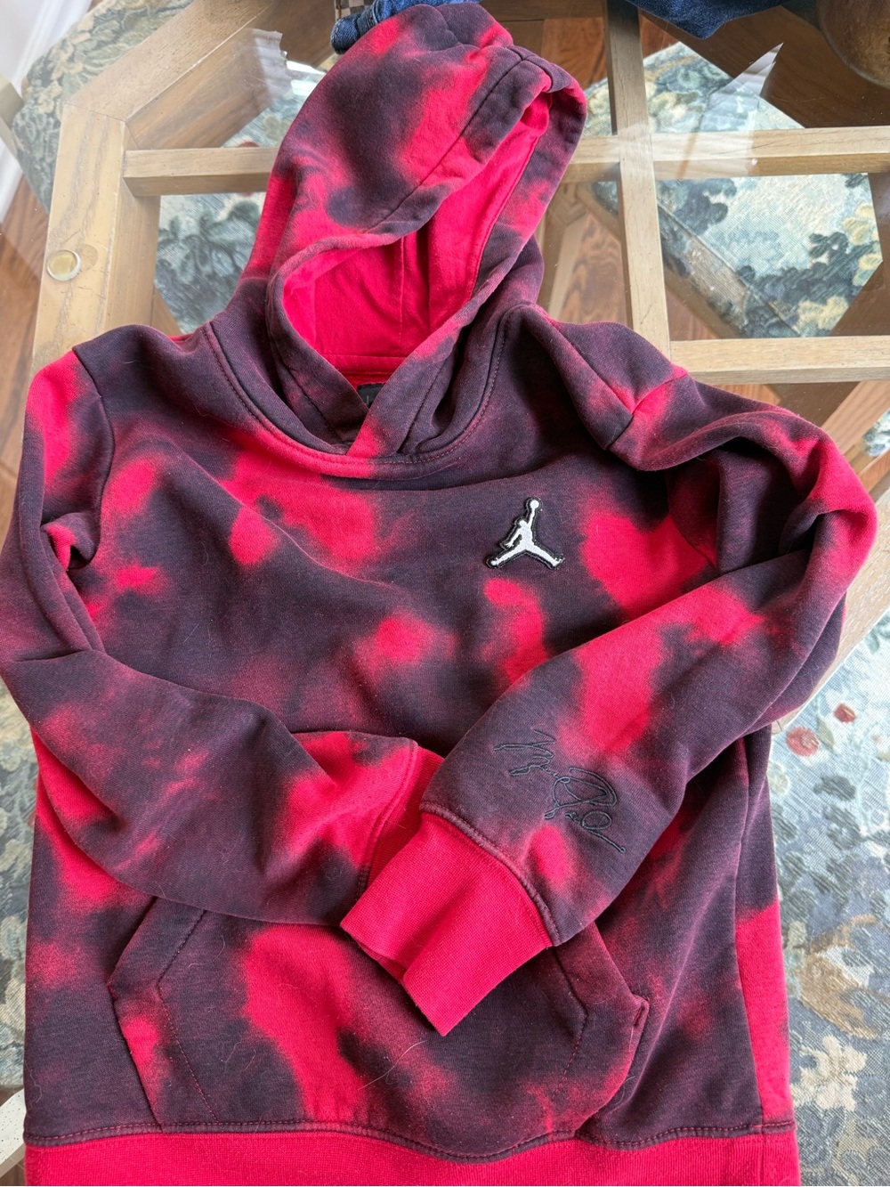 Jordan Kids Red & Black Tie-Dye Hoodie
